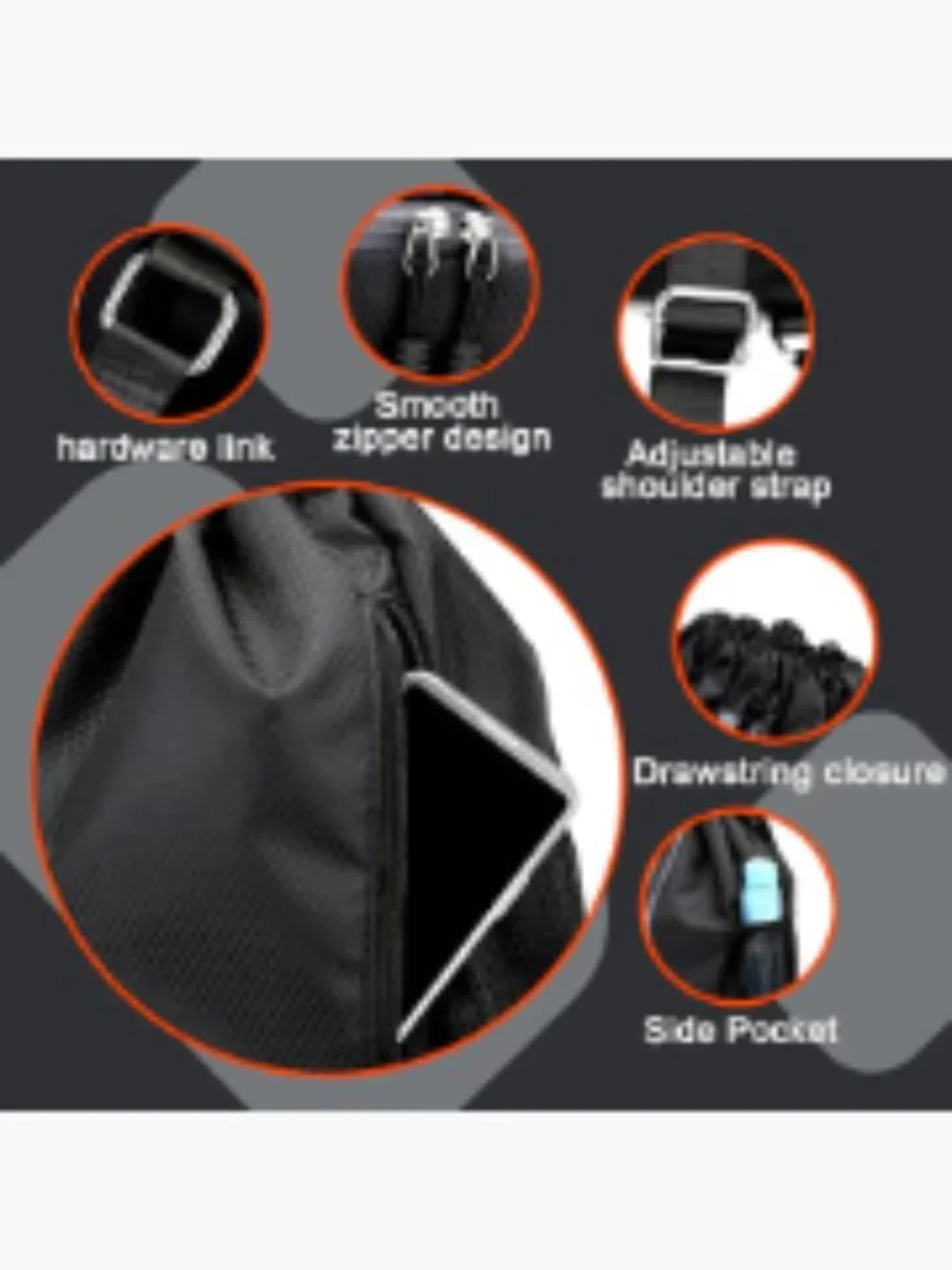 Waterproof Drawstring Gym Sack with Shoe Compartment Wet Dry Separation